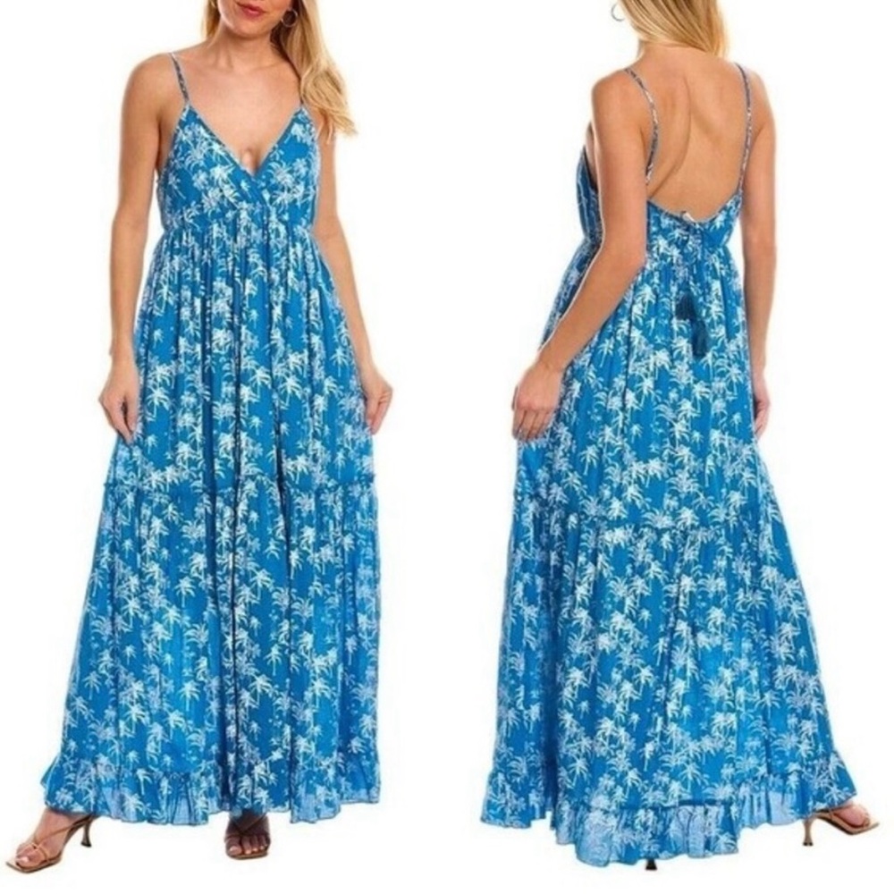 🆕 RO'S GARDEN "Belinda Blue" Palm Print Maxi Dress